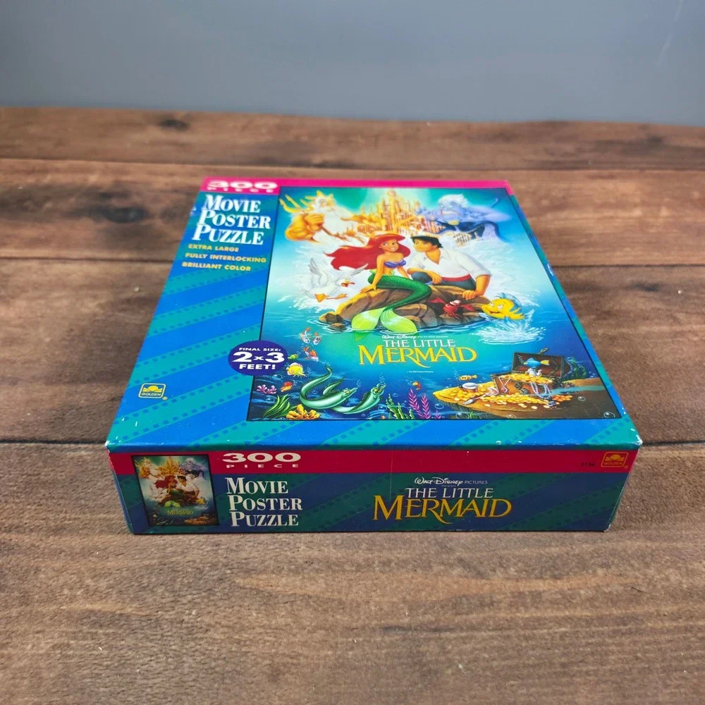 Golden The Little Mermaid Movie Poster Puzzle Kids 300pc Blue Good Vintage 2x3ft